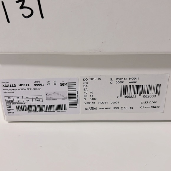 NWT NIB new Emporio Armani Supple leather white sneakers w/ signature EU 39 US 9 - Picture 8 of 14